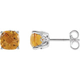 Sterling Silver 6x6 mm Cushion Natural Citrine Earrings