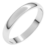 14K White Gold 3 mm Lightweight Half Round Band Size 5