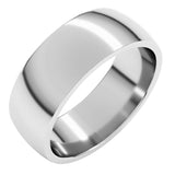 14K White Gold 7 mm Lightweight Comfort-Fit Half Round Band Size 11.5