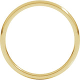 18K Yellow Gold 2 mm Lightweight Comfort-Fit Half Round Band Size 7