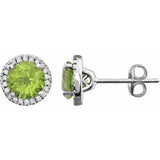 14K White Gold Natural Peridot & 1/8 CTW Natural Diamond Earrings