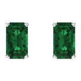 14K White Gold Lab-Grown Emerald Earrings