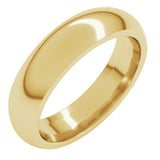18K Yellow Gold 5 mm Comfort-Fit Half Round Band Size 8.5
