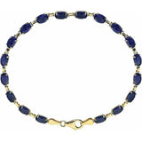 14K Yellow Gold Lab-Grown Blue Sapphire 7 1/4" Bracelet