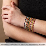 14K Yellow Gold Natural Amethyst 7 1/4" Bracelet