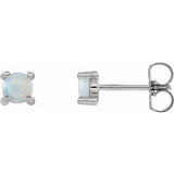 14K White Gold 4 mm Natural White Opal Earrings