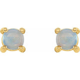 14K Yellow Gold 4 mm Natural White Opal Earrings