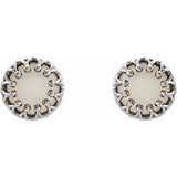 14K White Gold  6 mm Natural White Opal Earrings