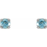 14K White Gold Natural Aquamarine Youth Earrings