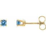 14K Yellow Gold Natural Aquamarine Youth Earrings
