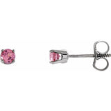 14K White Gold Natural Pink Tourmaline Youth Earrings