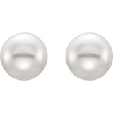 Sterling Silver 5-6 mm Cultured Black Freshwater Button Pearl Earrings