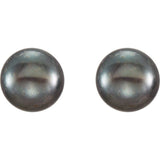 14K Yellow Gold 6-7 mm Cultured Black Freshwater Button Pearl Earrings