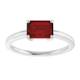 Sterling Silver Natural Mozambique Garnet Solitaire Ring