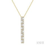 1/2 Ctw Basket Weave Baguette and Round Cut Diamond Pendant With Chain in 14K Yellow Gold