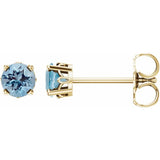 14K Yellow Gold Natural Aquamarine Scroll Setting® Stud Earrings
