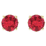 14K Yellow Gold Lab-Grown Ruby Scroll Setting® Stud Earrings