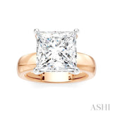 1/8 Ctw Princess Shape Round Cut Diamond Semi-Mount Engagement Ring in 14K Rose and White Gold