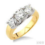 1 1/2 Ctw Three Stone Round Cut Diamond Ring in 14K Yellow and White Gold