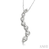 1/10 ctw Swirl Journey Diamond Pendant in 14K White Gold with Chain