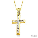 1/4 ctw Round Cut Diamond Cross Pendant in 14K Yellow Gold with Chain