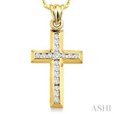 1/4 ctw Round Cut Diamond Cross Pendant in 14K Yellow Gold with Chain