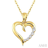 1/10 ctw Round Cut Diamond Heart Shape Journey Pendant in 10K Yellow Gold with Chain