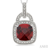 Silver Gemstone & Diamond Pendant