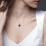 Silver Gemstone & Diamond Pendant