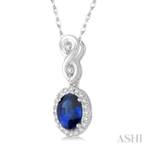 Oval Shape Gemstone & Diamond Pendant