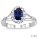 Oval Shape Gemstone & Diamond Ring