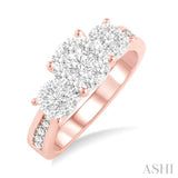 1 Ctw Lovebright Round Cut Diamond Ring in 14K Rose and White Gold