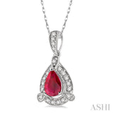 Pear Shape Gemstone & Diamond Pendant