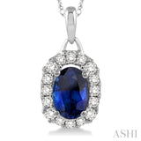 Oval Shape Gemstone & Diamond Pendant