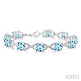 Silver Gemstone & Diamond Bracelet