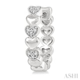 1/20 Ctw Mini Hearts Single Cut Diamond Hoop Earring in Sterling Silver