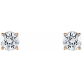 14K Rose 5 mm Natural White Sapphire Stud Earrings