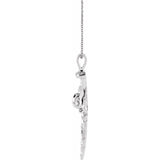 Sterling Silver 18x26 mm Nail Design Cross 18" Necklace