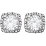 Round 4-Prong Halo-Style Birthstone Stud Earrings