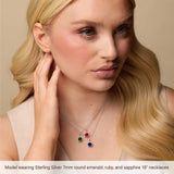 Sterling Silver 7 mm Natural Aquamarine & .015 CTW Natural Diamond 18" Necklace