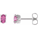 14K White Natural Pink Tourmaline Earrings