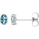 14K White Natural Sky Blue Topaz Earrings