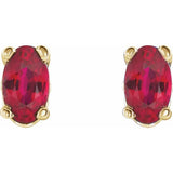 14K Yellow Lab-Grown Ruby Earrings