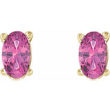 14K Yellow Natural Pink Tourmaline Earrings