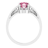 14K White Natural Pink Tourmaline Ring