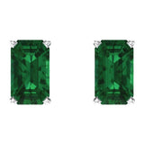 14K White Lab-Grown Emerald Earrings