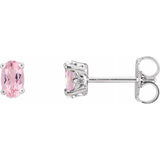 14K White Natural Pink Morganite Earrings