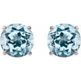 14K White 5 mm Natural Sky Blue Topaz Earrings