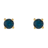14K Yellow Gold 4 mm Natural London Blue Topaz Earrings