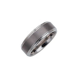 Tungsten 8 mm Stepped-Edge Inlay Comfort-Fit Band  Size 10.5